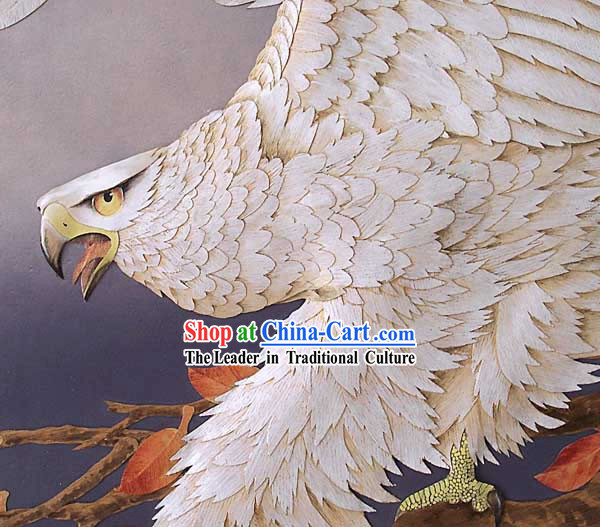 Chinese Classic Hand Carved Wood House Solid Decorative Painting-Hawk King