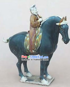 Chinese Classic Archaized Tang San Cai Statue-Tang Dynasty Riding Businessman