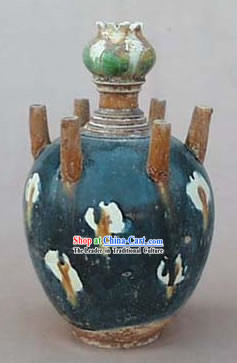 Chinese Classic Archaized Tang San Cai Statue-Six Tubes Jar