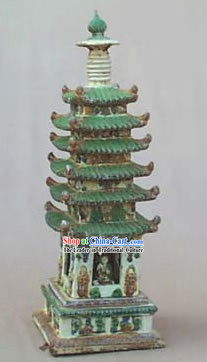Chinese Classic Archaized Tang San Cai Statue-Sarira Tower