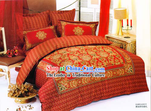 Chinese Traditional 100_ Silk Embroidery Wedding Bed Sets