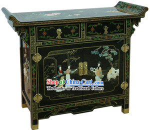 Chinese Classic Palace Lacquer Ware Cabinet-Three Women A Story