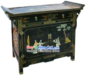 Chinese Palace Lacquer Ware Cabinet-Three Beauties A Story