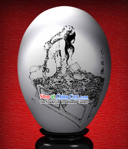 Chinese Wonder Hand Painted Colorful Egg-You Er Niang of The Dream of Red Chamber