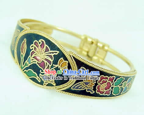 Chinese Palace Lily Cloisonne Bracelet