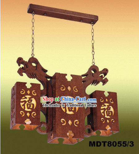 Large Chinese Classical Wooden Dragons Palace Ceiling Lantern