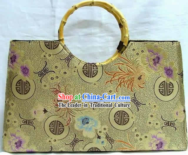 Chinese Big Palace Flower Silk Briefcase