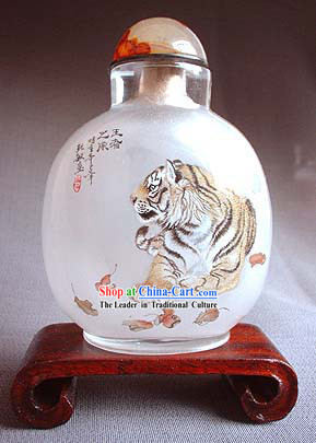 Snuff Bottles With Inside Painting Chinese Animal Series-Tiger King