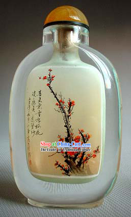 Snuff Bottles With Inside Painting Flower Series-Snow Plum Blossom 1