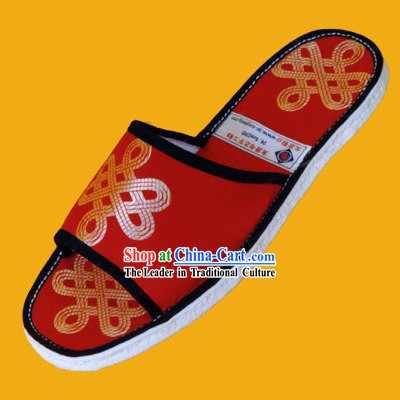Chinese Hand Made Folk Cloth Slippers-China Tie
