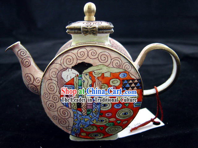 Chinese Hand Painted Enamel Colorful Kettle-Hug