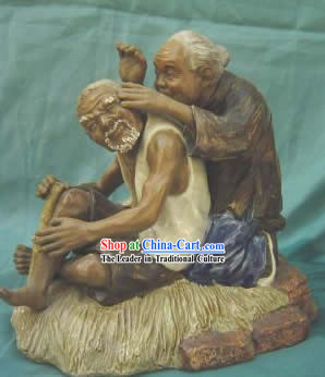 Chinese Porcelain Figurine from Shi Wan-Conjugal Love Old Couple