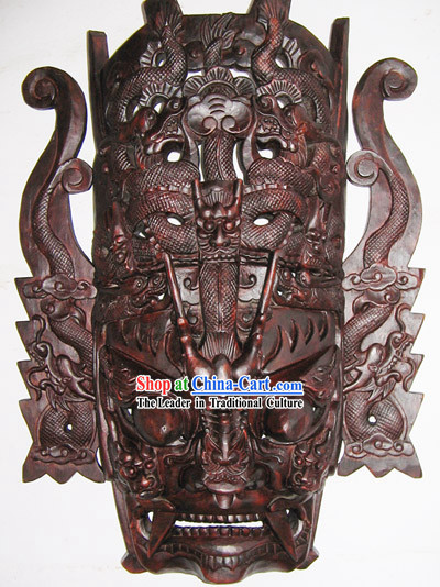 Chinese Classic Woodcarving Collectible-12 Dragons Mask