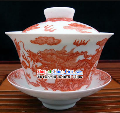 China Jingde Porcelain Masterwork-Dragon Legend Tea Bowl