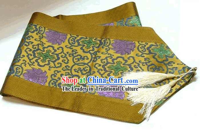 Chinese Traditional Silk Lotus Table Runner