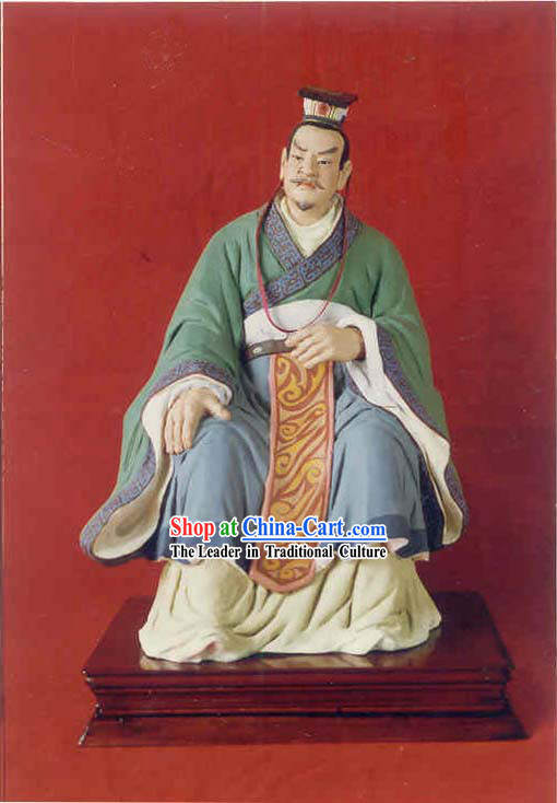 China Hand Painted Sculpture Art of Clay Figurine Zhang-Ancient Emperor Zhou Ping