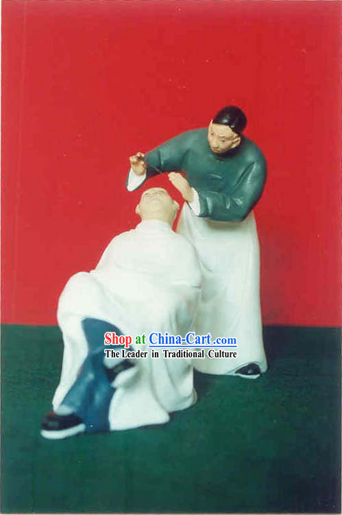 Chinese Hand Painted Sculpture Art of Clay Figurine Zhang-Hairdressing