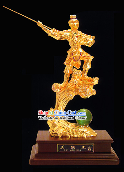Chinese Classic Gold Beauty Monkey King Statue