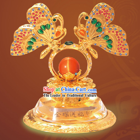 China Shinning Gold Bless Butterfly Statue