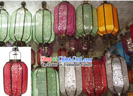 Large Chinese Traditional Silk Iron Lantern