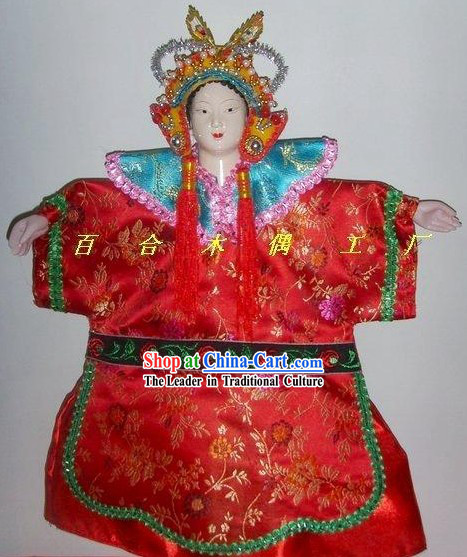 Chinese Classic Hand Puppet-Beautiful Bride in Traditional Red Wedding Costumes