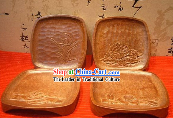 Chinese Hand Made Wooden Tablemat Set _4 Pieces_