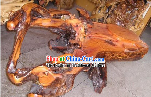 Chinese Stunning Hand Carved Tree Root Tea Table