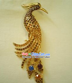 Chinese Stunning Golden Phoenix Brooch