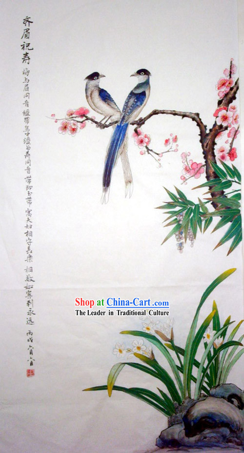 Chinese Traditional Painting with Meticulous Detail-Thrush