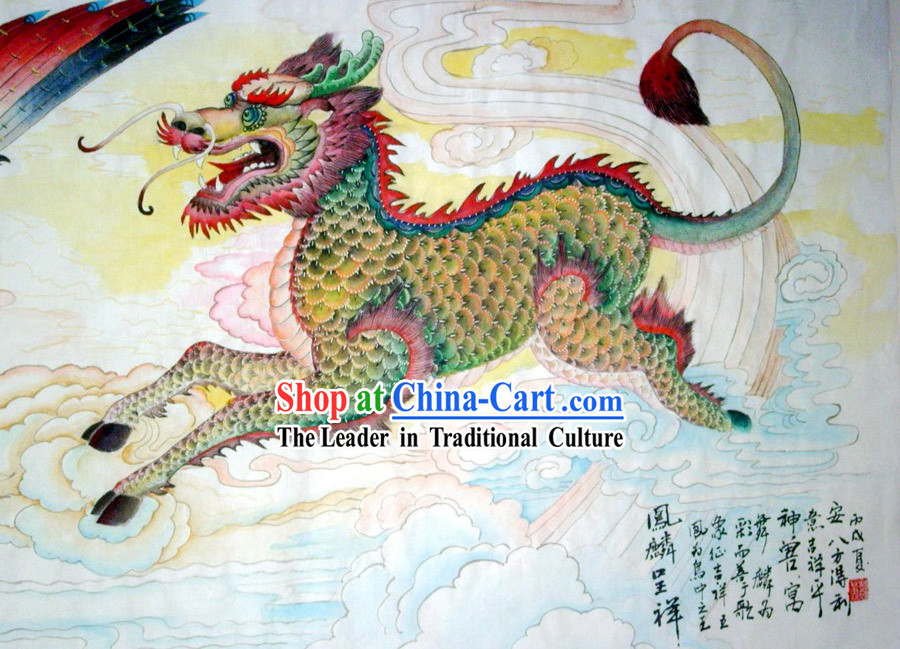 Chinese Traditional Painting with Meticulous Detail Painting-Lucky Kylin