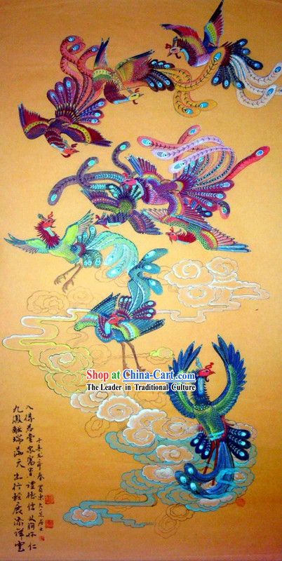 Chinese Traditional Painting with Meticulous Detail Painting-Lucky Ancient Birds