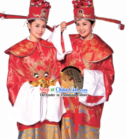 Traditional Chinese Legend Lunar New Year Cai Shen Costumes and Hat