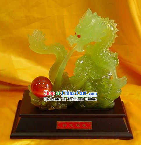 Chinese Stunning Jade Collection-Dragon Emperor Playing Ball