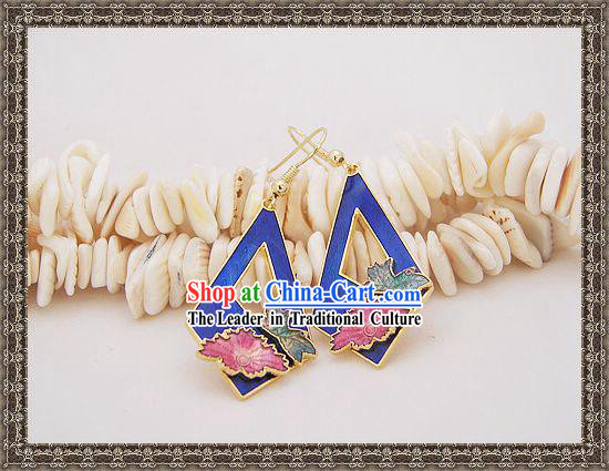 Chinese Ancient Mandarin Style Cloisonne Earrings-Deep Sea