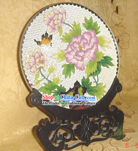 Chinese Butterfly and Peony Cloisonne Plate