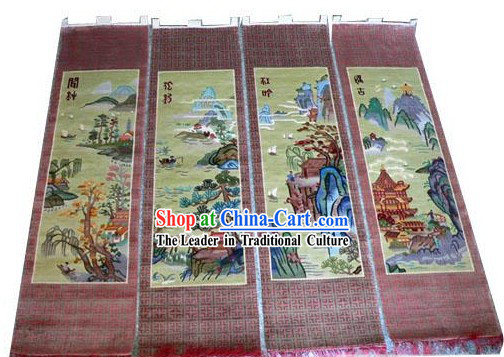 Art Decoration Chinese Hand Made Thick Natural Silk Hanging Rug_35_160cm_