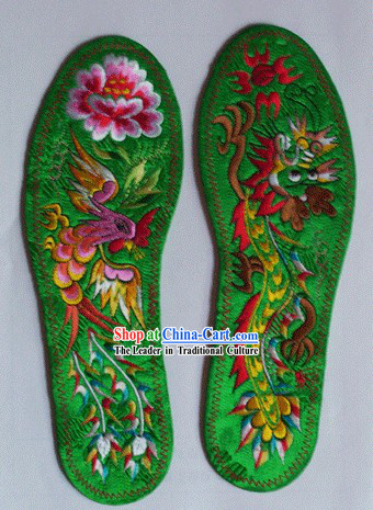 Chinese Hand Embroidery Insole-Dragon and Phoenix Love 1