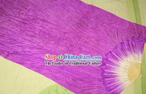 Supreme Bamboo Handle Chinese Traditional Silk Dance Fan _purple_