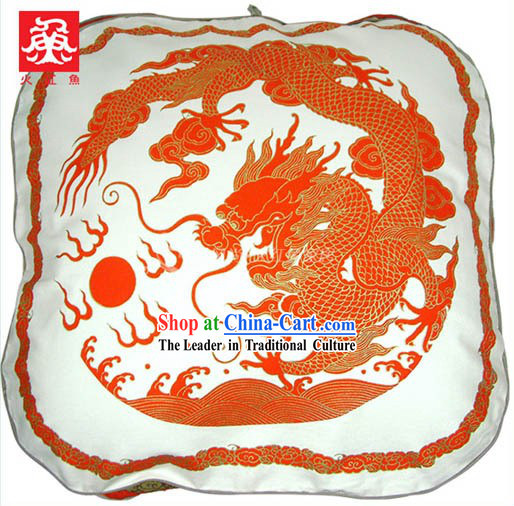 Chinese Traditional Handmade Large Dragon Cushion Cover