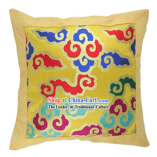 Chinese Traditional Handmade Seven Colors Lucky Cloud Cushion Cover