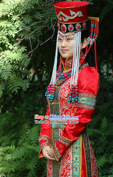 Supreme Chinese Traditional Mongolian Wedding Dress for Bride