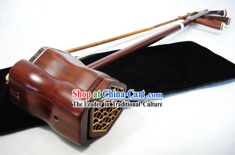 Traditional Snakeskin and Rosewood Two-stringed Chinese Fiddle Complete Set