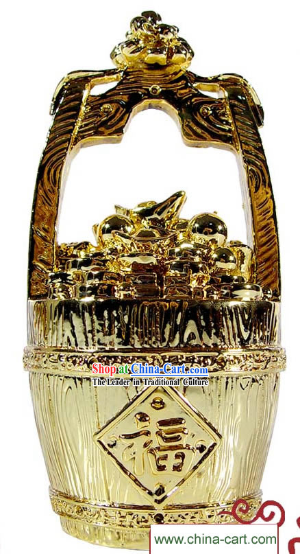 Kai Guang Golding Feng Shui Pail of Gold _gathering treasures and success_
