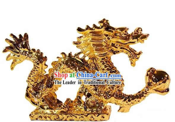 Kai Guang Golding Feng Shui Dragon _gathering treasures and luck_