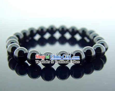 Kai Guang Feng Shui Chinese Natural Black Agate Bracelet _avoiding ill_