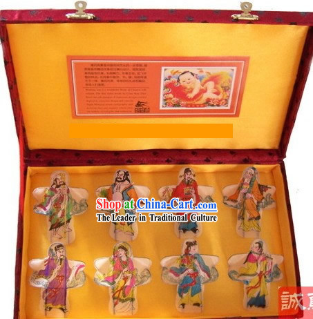 Chinese Traditional Weifang Hand Painted and Made 8 Kites Set - the Eight Immortals