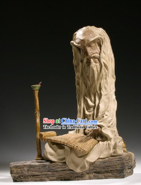 Chinese Classic Shiwan Ceramics Statue Arts Collection - Laozi Reading