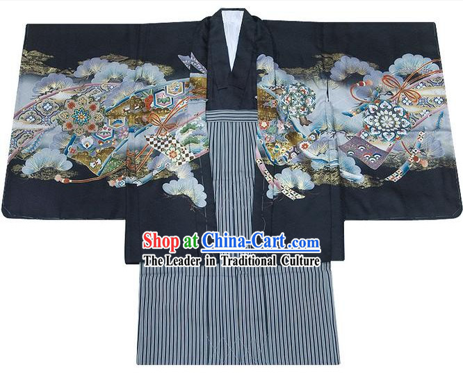 Supreme Traditional Japanese Kimono 10 Pieces Full Set for Five Years Boy