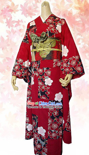 Supreme Silk Japanese Kimono Attire Handbag and Geta Full Set