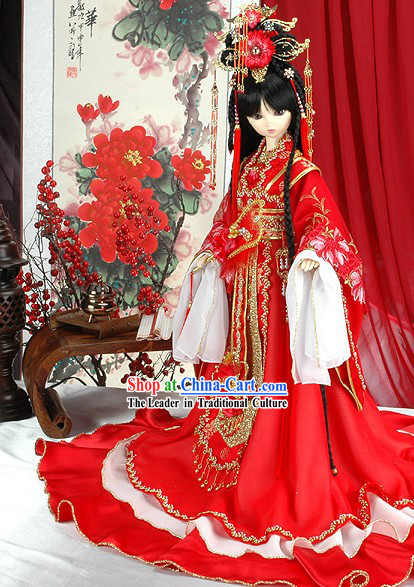 Traditional Chinese Prince Wedding Costumes Complete Set for Bride